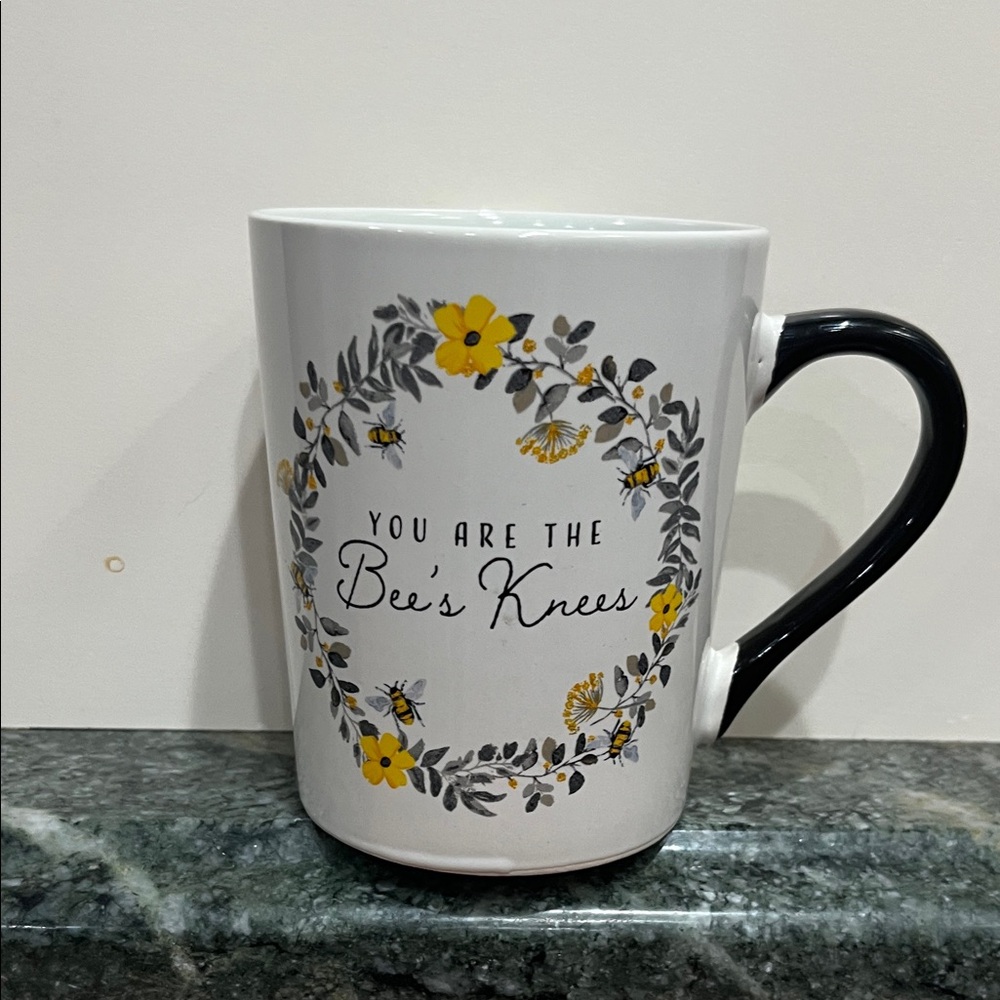 Floral Bee Mug - White and Black